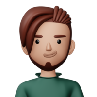 Cute cartoon man, happy people, 3d rendering png