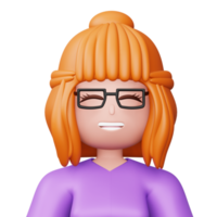 linda mujer de dibujos animados, gente feliz, representación 3d png