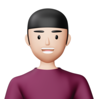 Cute cartoon man, happy people, 3d rendering png