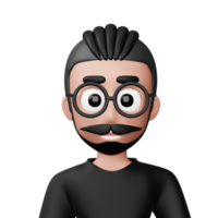 Cute cartoon man, happy people, 3d rendering png