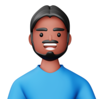 Cute cartoon man, happy people, 3d rendering png