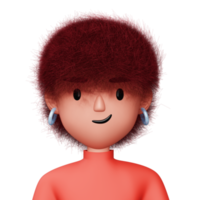 Cute cartoon woman, happy people, 3d rendering png