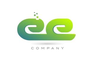 se unió a ee alfabeto letra logo icono combinación diseño con puntos y color verde. plantilla creativa para empresa y negocio vector