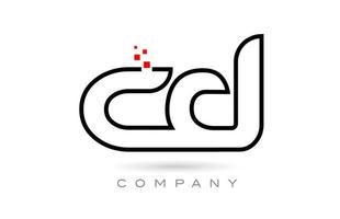 Diseño de combinación de icono de logotipo de letra del alfabeto conectado cd con puntos y color rojo. plantilla creativa para empresa y negocio vector