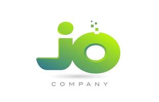 joined JO alphabet letter logo icon combination design with dots and green color. Creative template for company and business vector