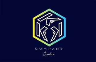 línea k diseño de icono de logotipo de letra de alfabeto de cubo de tres letras con diseño de polígono. plantilla creativa para empresa vector