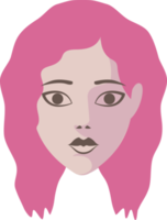 Girl faces flat illustrations. PNG with transparent background.