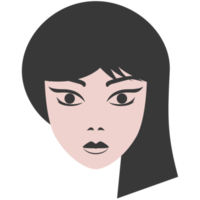 Girl faces flat illustrations. PNG with transparent background.