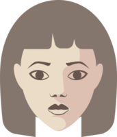 Girl faces flat illustrations. PNG with transparent background.