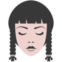 Girl faces flat illustrations. PNG with transparent background.