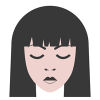 Girl faces flat illustrations. PNG with transparent background.