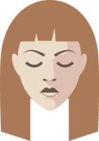 Girl faces flat illustrations. PNG with transparent background.