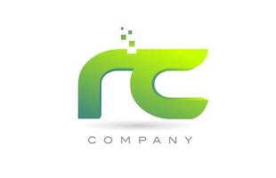 se unió a rc alfabeto letra logo icono combinación diseño con puntos y color verde. plantilla creativa para empresa y negocio vector