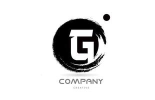 G black and white grunge alphabet letter logo icon design with japanese style lettering. Creative template for company and business vector