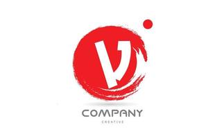 diseño de icono de logotipo de letra de alfabeto rojo v grunge con letras de estilo japonés. plantilla creativa para negocios y empresas. vector