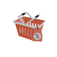 3d shopping cart with discount tag png