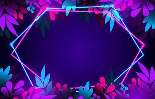 Abstract Neon Light with Floral Background vector