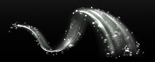 Clean detergent wave and soap swirl, light effect vector