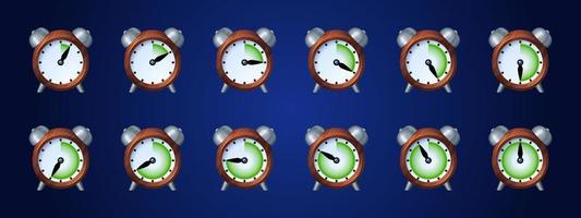 iconos de juego de reloj, hoja de sprite de animación de tiempo