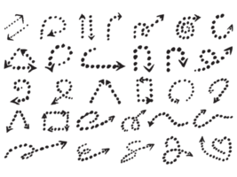 Collection of hand drawn arrows Isolated on transparent background PNG file format.