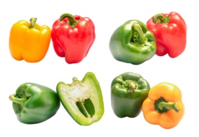 Set of Bell pepper isolated on transparent background PNG file