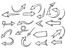 Collection of hand drawn arrows Isolated on transparent background PNG file format.