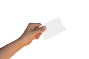 mão segurando papel rasgado rasgado isolado em arquivo png de fundo transparente.