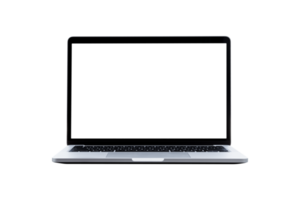 ordinateur portable avec écran transparent vierge et arrière-plan au format png. png