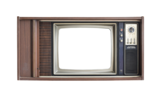 velha tv vintage com tela transparente em branco e formato png de fundo.