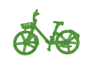 Bicycle made by grass isolated on transparent background - PNG format