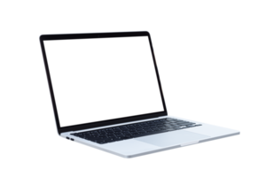 laptop computer met blanco transparant scherm en achtergrond- PNG formaat.