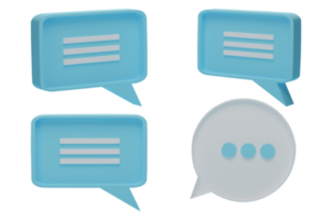 3D Chat speech bubble icons Isolated on transparent background PNG file format.