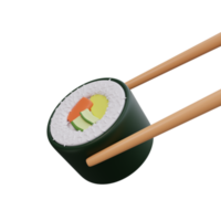 ilustração 3D de sushi de comida asiática png