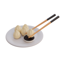 ilustração 3D de bolinho de comida asiática png