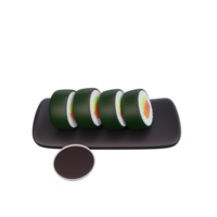 Ilustración 3d de sushi de comida asiática png