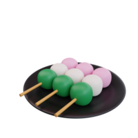 3d illustration av asiatisk mat dango, japanska mat png