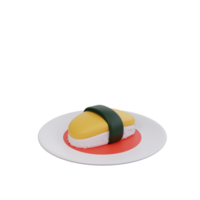 ilustração 3D de sushi de comida asiática png