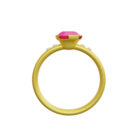 rendu 3d de l'icône de l'anneau de la saint-valentin png