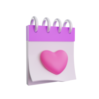 icône de calendrier coeur saint valentin rendu 3d png