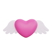 3d rendering valentine's day heart wing icon png