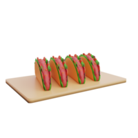 3d illustration of taco food, mexican food png