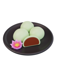 ilustração 3D de comida asiática mochi, comida japonesa png