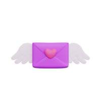 3d rendering icono de carta de amor del día de san valentín png