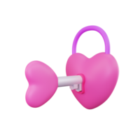 3d rendering of valentine's day lock heart icon png