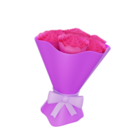 3d rendering valentine's day bouquet flower icon png