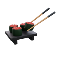 Ilustración 3d de sushi de comida asiática png