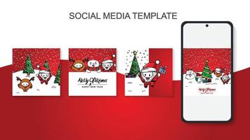 Christmas post template with social media, banner and web internet ads. vector