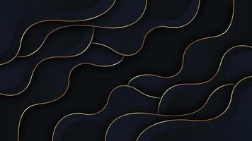 Luxury Dark Navy Combination with Golden Lines Background Design. Modern black backdrop concept 3d style. vector