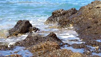bela costa rochosa e ondas do mar video