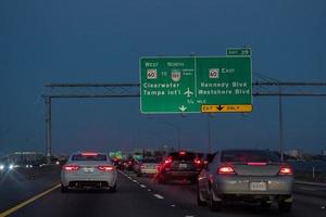 TAMPA, USA - FEBRUARY 7, 2017 - Florida congested highways at night photo